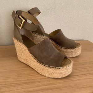 Marc Fisher Grey/Olive Espadrille Wedges